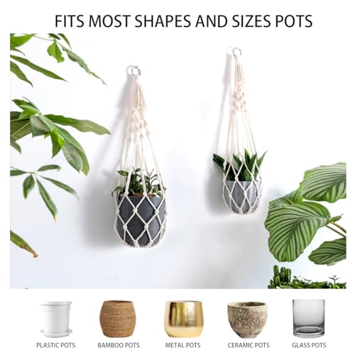 Artilady Plant Hanger Macrame, Hanging Planter for Indoor Plants Holder - color: White a