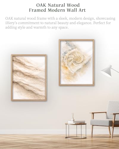 iHery 12x16in Beige Limestone Framed Abstract Wall Art - color: OAK Framed Limestone, size: 16"L x 12"W
