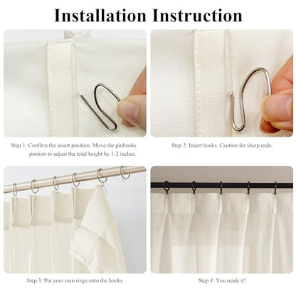 WEST LAKE Cream Pinch Pleat Sheer Window Curtains 90 Inches Long - color: Egret Ivory, size: 58"W x 90"L (Pack of 2)