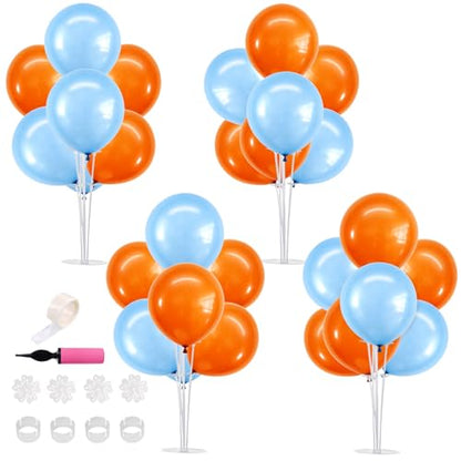 TONIFUL 4 Set Blue and Orange Balloon Stand Balloon Centerpieces for Table - color: Blue Orange