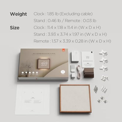 mooas Wooden Frame LED Silent Wall Clock (Wooden Frame Dark Brown) - color: Wooden Frame Dark Brown