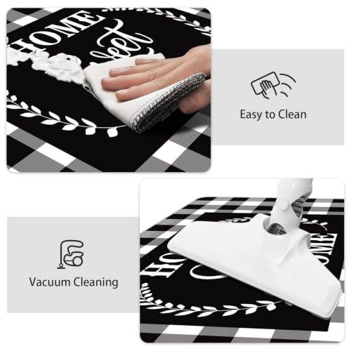MAYHMYO Black White Checkered Kitchen Mats for Floor,Anti Fatigue Cushioned - color: Motto