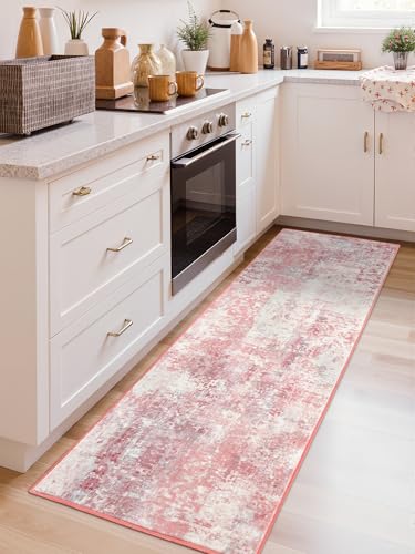 Macgace Washable Abstract Area Rug for Kitchen, 2x6 Pink Runner Rugs - color: Blush Pink, size: 2' x 6' (Rectangular)