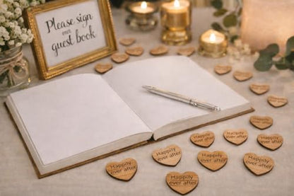 Happily Ever After Engraved Wooden Heart Table Scatter, 100 Count