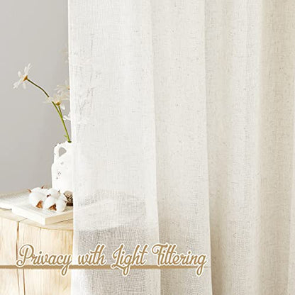 NICETOWN Flax Linen Curtains 84 Inch Long, Burlap, W52xL84, 2 Panels - color: Linen, size: 52"W x 84"L (Pack of 2)