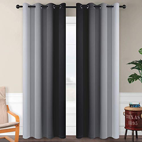 SimpleHome Ombre Black to Grey White Curtains for Living Room 52Wx84L - color: Black, size: 52"W x 84"L (Pack of 2)
