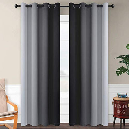 SimpleHome Ombre Black to Grey White Curtains for Living Room 52Wx84L - color: Black, size: 52"W x 84"L (Pack of 2)