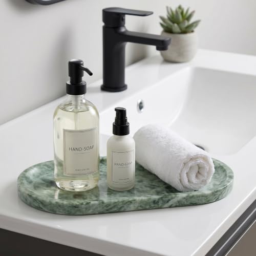 YKAJO Cloud Jade Oval Marble Tray, 11.8x5.9 Vanity Perfume Organizer Dish - color: Cloud Jade, size: 11.8" x 5.9" x 0.6"