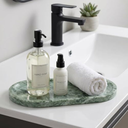 YKAJO Cloud Jade Oval Marble Tray, 11.8x5.9 Vanity Perfume Organizer Dish - color: Cloud Jade, size: 11.8" x 5.9" x 0.6"