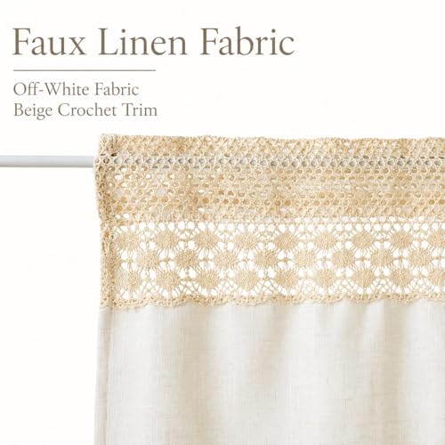 AOKQYA Lace Linen Kitchen Curtains, 54" W x 15" L - size: 54"W x 15"L (Pack of 1)
