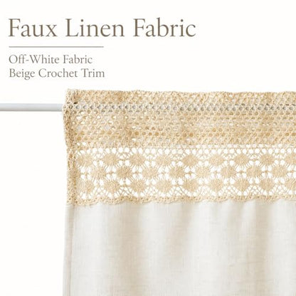 AOKQYA Lace Linen Kitchen Curtains, 54" W x 18" L - size: 54"W x 18"L (Pack of 1)