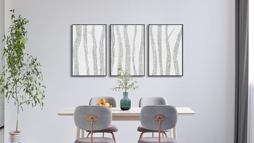 Large Framed Birch Tree Wall Art, Gray Abstract Forest Prints, 16"x24"x3 - color: gray, size: 16" X 24" X 3pcs Framed