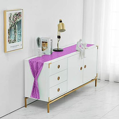 Pufogu 12 x 72 inches Lavender Sequin Table Runner, 2 Packs - color: Lavender