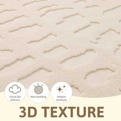 Yamaziot Washable 3x5 Area Rugs for Living Room Textured Non Slip Rug Beige - color: Beige, size: 3' x 5' (Rectangular)