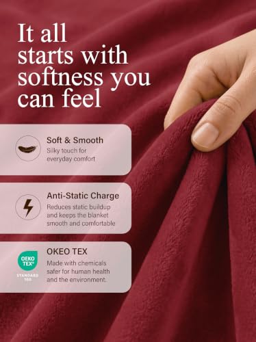 Utopia Bedding Soft Fleece Bed Blanket Throw Size Burgundy (50x60 Inch) - color: Burgundy, size: Throw (50x60 Inch)