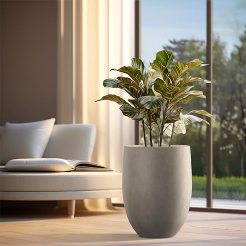 Kante Tall Concrete Planter, 21.7" Modern Floor Pot for Plants - color: Weathered Concrete