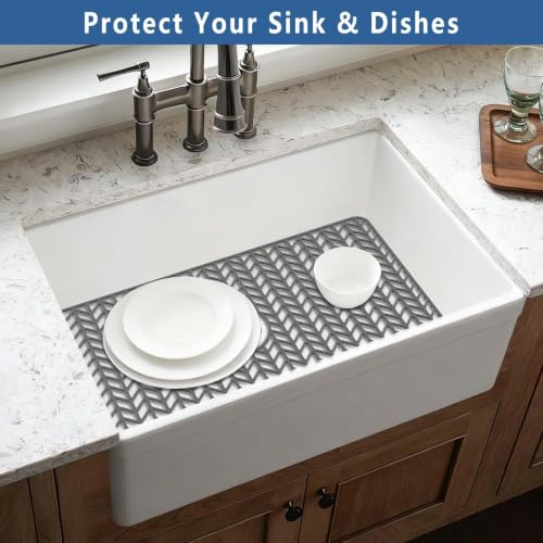 AWOKE Silicone Sink Protectors for Kitchen Sink, 30" x 16" Center Drain - size: 30 x 16 Center Drain