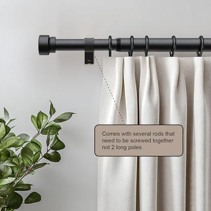 Lootkell 2 Pack Matte Black Curtain Rods for Windows 72-144 Adjustable - color: Matte Black, size: 16"-150"|2 Pack