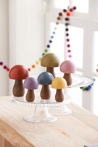 Wood Mushrooms Set of 18, Custom Colors (Paint Set of 18) - color: Colors 18