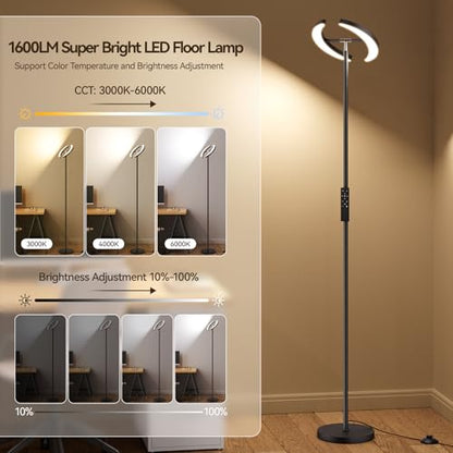 SUNMORY Floor Lamp for Living Room, 28W Bright LED Lamp with Remote Control - color: Black