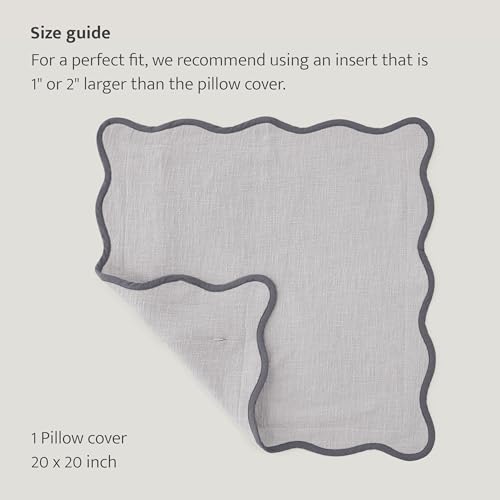 Double Stitch 100% Cotton Scalloped Throw Pillow Covers, Winter Sky - color: Winter Sky, size: 20" x 20" (Pack of 1)