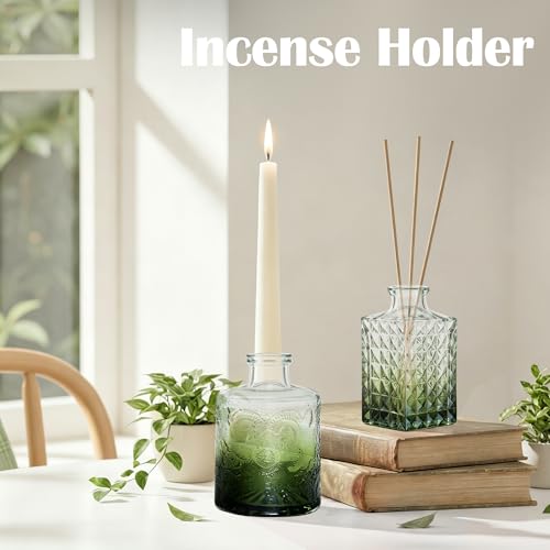 17Pack Glass Bud Vases in Bulk Dark Green Small Mini Vase for Flowers - color: Geen and White