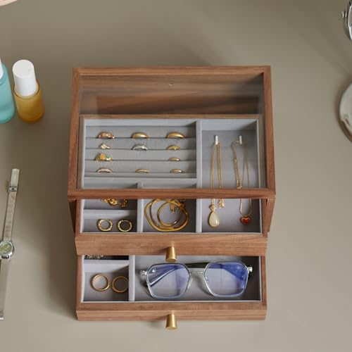 Black Walnut Jewelry Organizer, 2 Layer - size: 2 Layer