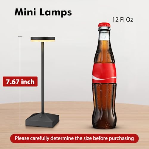 3 Pack Small Black Rechargeable Cordless Table Lamps Dimmable - color: Black-C