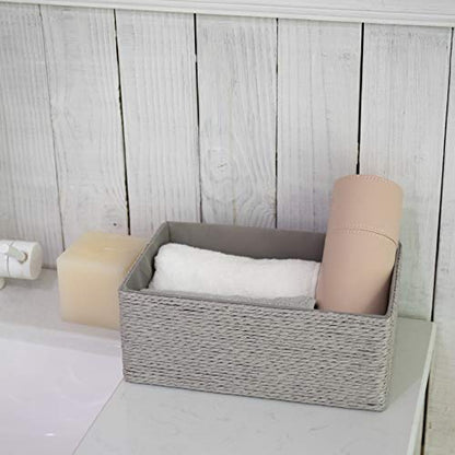 LA JOLIE MUSE Bathroom Basket Organizers, Paper Rope Storage, Grey 4 Pack - color: Gray
