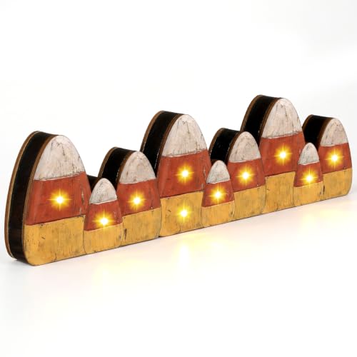 Yousoontic Lighted Candy Corn Decor for Halloween Fall Table Centerpieces - style: Candy Corn