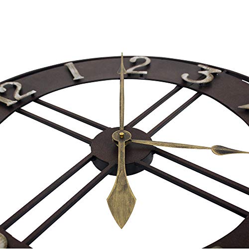 Growsun Large Wall Clock 30 inches Pure Metal Retro Heavy Duty Large Decorative Decor for Home Living Room Farmhouse - size: 30 inch