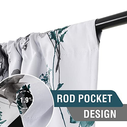 H.VERSAILTEX 100% Blackout Curtains 63 Inches for Kitchen, Grey/Teal - color: Grey/Teal, size: 52"W x 63"L (Pack of 2)