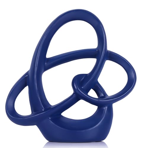 QIANLING Blue Knot Statue Decor - Modern Sculptures Home Decor, Resin Abstract Decor Art Accent,Blue Centerpieces for Living Room, Bedroom, Bathroom, Office, Shelf, Mantel - Wedding, Coffee Table - color: Blue-b