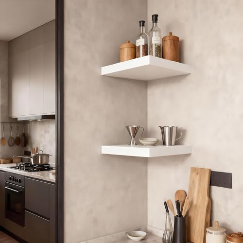 Small Floating Shelves for Wall Set of 4, 8 Inch Square Shelves,White - color: White, size: 8 Inch-4Pcs