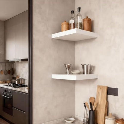 Small Floating Shelves for Wall Set of 4, 8 Inch Square Shelves,White - color: White, size: 8 Inch-4Pcs