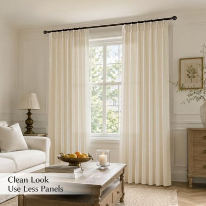 Semi Sheer Pinch Pleated Linen Curtains for Living Room 90 Inches, Cream - color: Cream, size: 40"W x 90"L (Pack of 2)