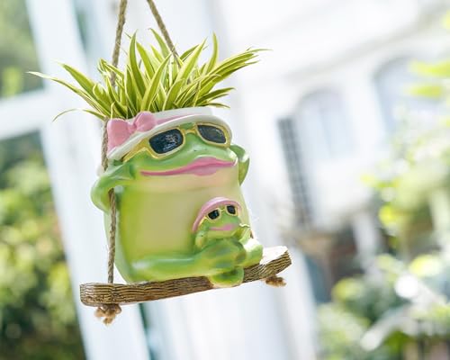 Saysmile Unique Resin Plant Hangers Outdoor Gift Ideas for Mother - color: Frog-green