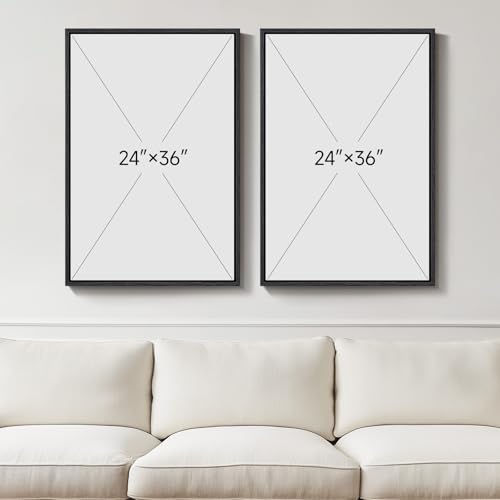 Large Framed Neutral Abstract Wall Art for Living Room Set of 2, 24x36 In - color: Black white Geometry, size: 24" W x 36" H x 2Pcs
