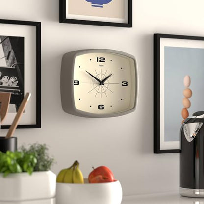 JONES CLOCKS® Movie wall Clock | Rectangular Retro Clock | 10" | Gray - color: Pepper Grey
