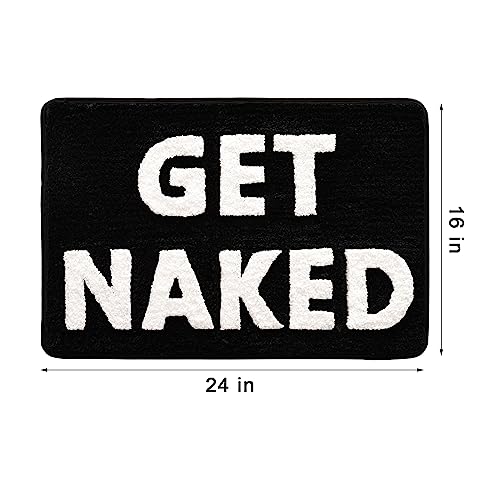 QJHOMO Get Naked Bath Mat Black and White Cute Bathroom Rug, 16" x 24" - color: Black and White, size: 1'4" x 2' (Rectangular)