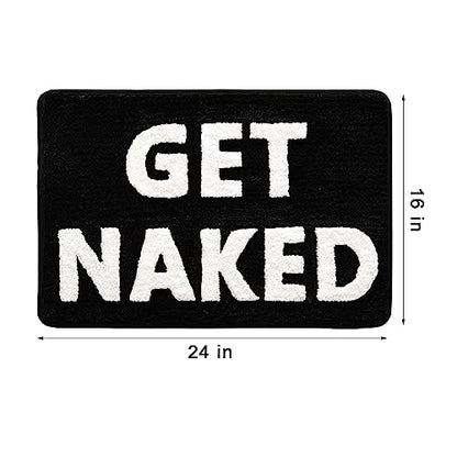 QJHOMO Get Naked Bath Mat Black and White Cute Bathroom Rug, 16" x 24" - color: Black and White, size: 1'4" x 2' (Rectangular)