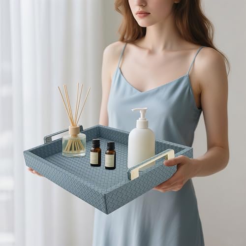 Decorative Serving Tray, Blue, 16"x12" Large Rectangular - color: Mist Blue