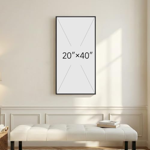 Framed Abstract Coastal Ocean Wall Art, Blue Vertical Art Print, 20x40 Inch - color: Blue White, size: 40"L x 20"W