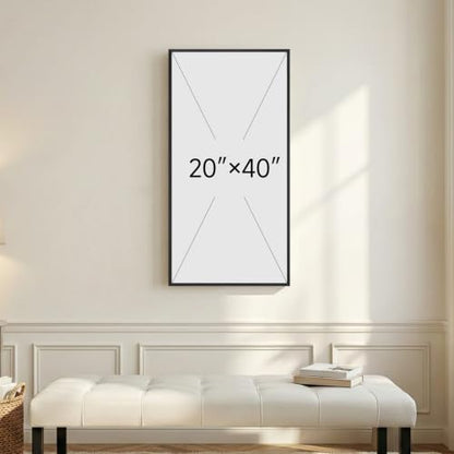 Framed Abstract Coastal Ocean Wall Art, Blue Vertical Art Print, 20x40 Inch - color: Blue White, size: 40"L x 20"W