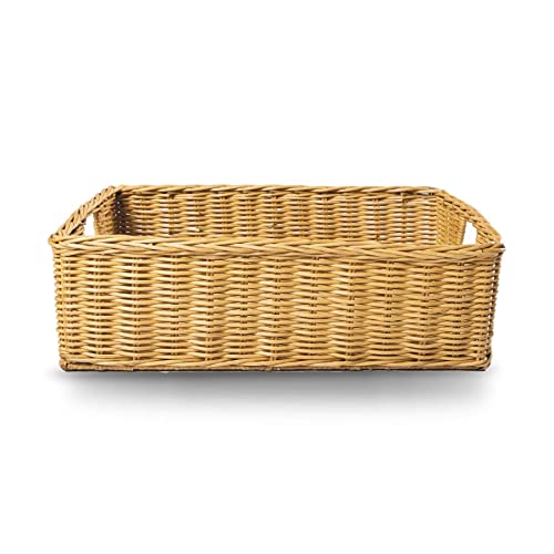 The Basket Lady Underbed Wicker Storage Basket, L, Sandstone - color: Sandstone, size: Large