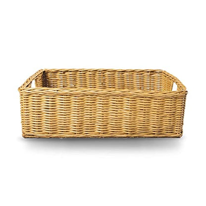 The Basket Lady Underbed Wicker Storage Basket, L, Sandstone - color: Sandstone, size: Large