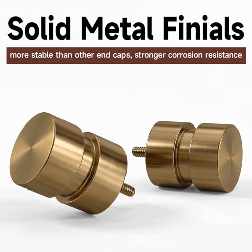 Warm Gold Curtain Rods with Solid Metal Finials 28 to 48 Inches Adjustable Heavy Duty 1 Inch Brass Curtain Rod for Windows, Modern Decorative Drapery Rods for Bedroom Kitchen Living Room - color: Warm Gold, size: 28"-58"