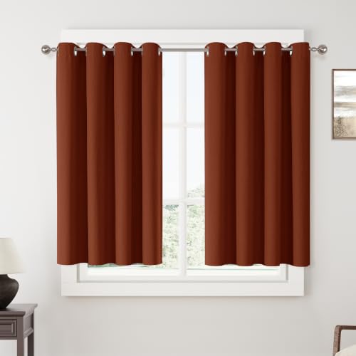 ChrisDown Terracotta Blackout Curtains 45 Inches Long 2 Panels for Bedroom - color: Terracotta, size: 52"W x 45"L (Pack of 2)