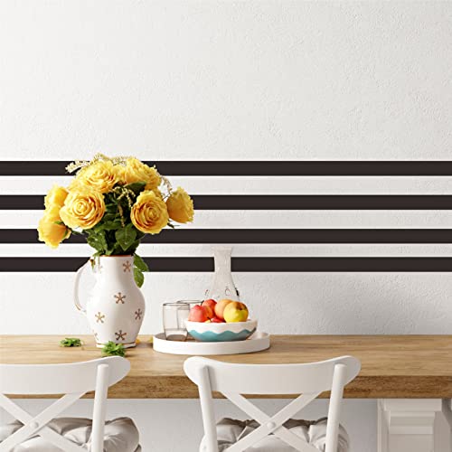 Striped Wall Decals Geometric Line Wall Stickers Black Decal Peel and Stick - color: Black