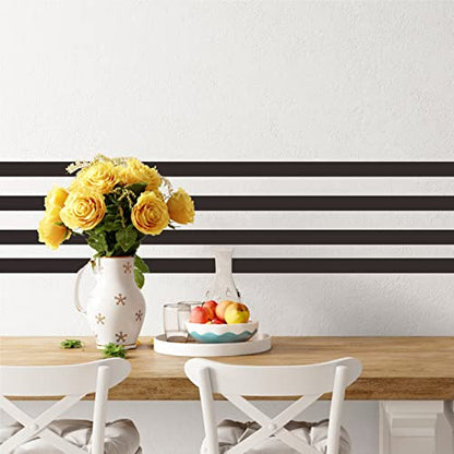 Striped Wall Decals Geometric Line Wall Stickers Black Decal Peel and Stick - color: Black